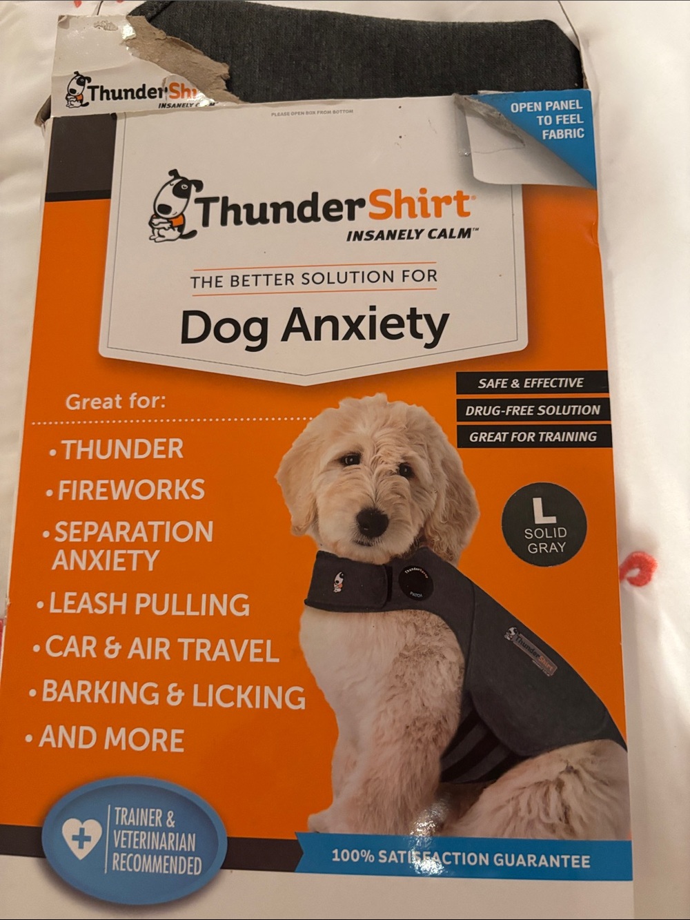 Thundershirt Solid Gray Large Dog Anxiety Jacket